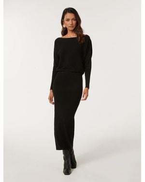 Forever New Ciara Petite Off-Shoulder Midi Dress - Black