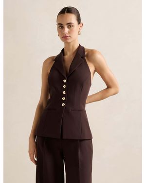 Forever New Briony Halter Waistcoat Top - Natural