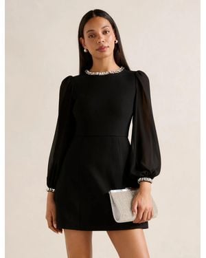 Forever New Indiana Embellished Mini Dress - Black