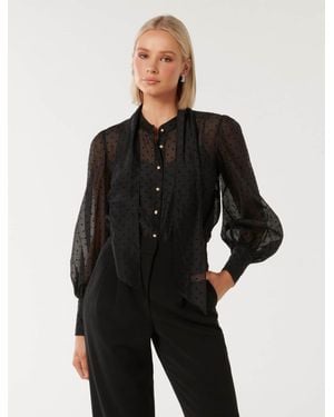 Forever New Vienna Organza Blouse - Black