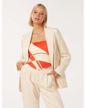 Forever New Lacey Linen Blazer Jacket - Multicolour