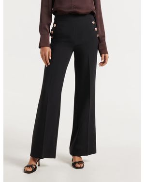 Forever New Megan Button Wide Leg Pant - Black