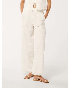 Forever New Daisy Broderie Wide Leg Pant - Natural