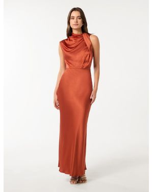 Forever New Satin Maxi Dress With Twist Detail - Red