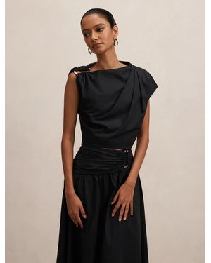 Forever New Dottie Petite Draped Hardware Top - Black