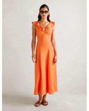 Forever New Lenny Godet Printed Midi Dress - Orange