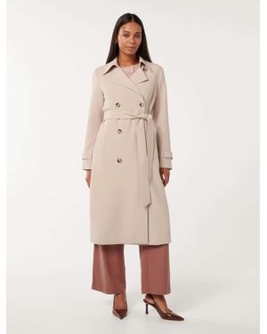 Forever New Leanne Crepe Trench Coat - Natural