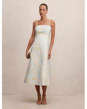 Forever New Charlotte Floral Jacquard Midi Dress - Natural