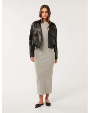 Forever New Faux-Leather Cropped Trench Coat - Natural