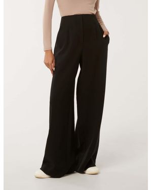 Forever New Freya Petite High-Waisted Wide-Leg Trousers - Black