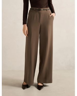 Forever New Chantelle Belted Wide Leg Trousers - Brown