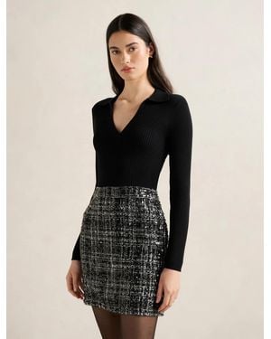 Forever New Paisley Boucle Mix Mini Dress - Black