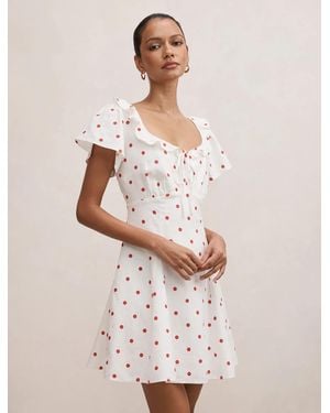 Forever New Riley Petite Ruffle Neck Mini Dress - Natural