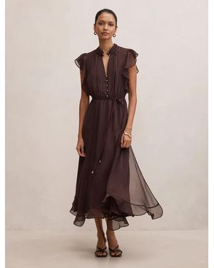 Forever New Maxwell Petite Flutter Sleeve Midi Dress - Natural