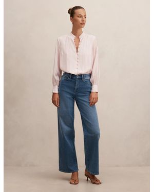 Forever New Astra Lace Trim Blouse - Blue