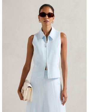 Forever New Felicity Petite Zip Front Halter Top - Blue
