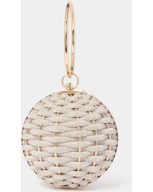Forever New Signature Wynnie Woven Round Clutch Bag - White