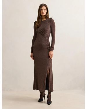 Forever New Farrah Glitter Draped Maxi Dress - Natural