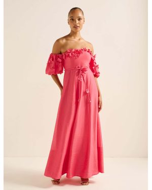 Forever New Cora Floral Applique Midi Dress - Pink