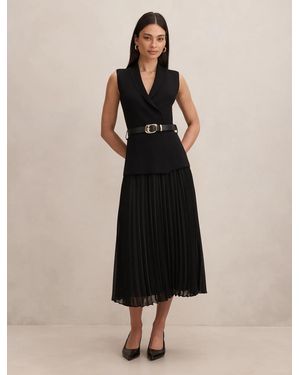 Forever New Bianca Woven Mix Knit Dress - Black
