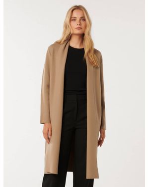 Forever New Shawl Lapel Longline Coatigan - Natural