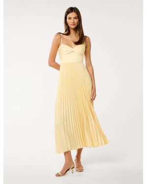 Forever New Chloe Pleated Midi Dress - Natural