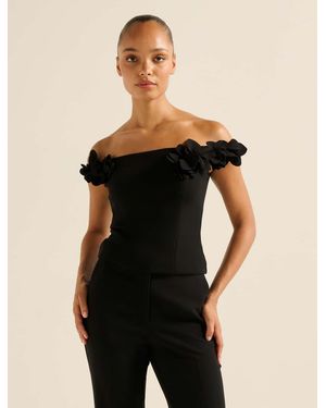 Forever New Faye Applique Bardot Top - Black