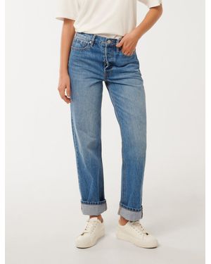 Forever New Nicole Turn-Up Straight Jeans - Blue
