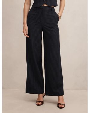 Forever New Paloma Pinstripe Wide Leg Trousers - Black