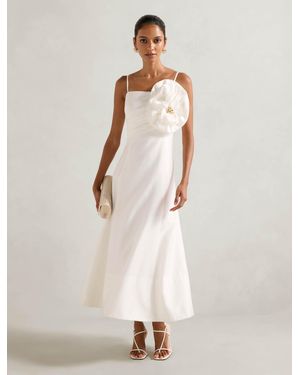 Forever New Felicia Petite Flower Midi Dress - Natural