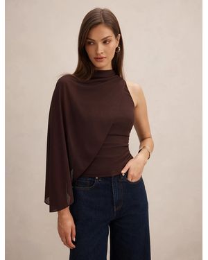 Forever New Rosalind Asymmetric Cape Top - Blue
