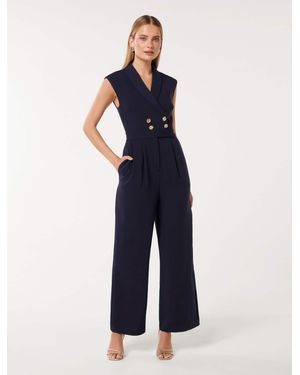 Forever New Jacey Sleeveless Tux Jumpsuit - Blue