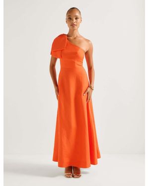 Forever New Danni Asymmetrical Bow Midi Dress - Orange