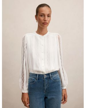Forever New Alexis Lace Trim Blouse - White