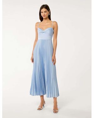 Forever New Chloe Pleated Midi Dress - Blue