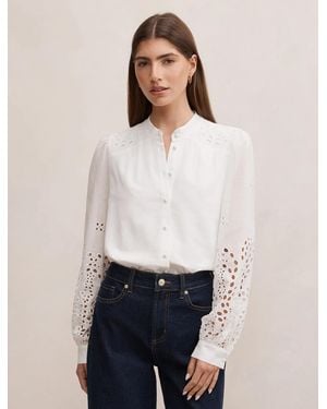 Forever New Sutton Embroidered Detail Blouse - White