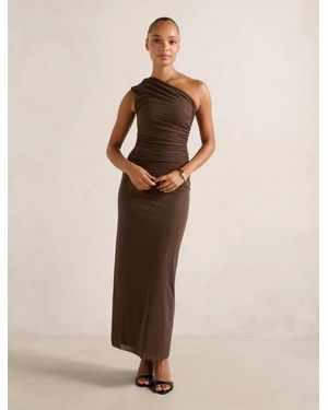 Forever New Audrina One Shoulder Heatseal Maxi Dress - Natural