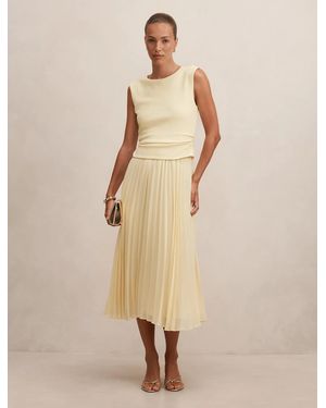 Forever New Emilia 2-In-1 Pleated Midi Dress - Natural