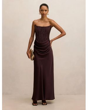 Forever New Ivy Petite Lace Corset Maxi Dress - Natural