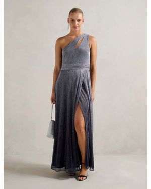 Forever New Billie Asymm Plisse Midi Dress - Blue