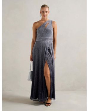Forever New Billie Asymm Plisse Midi Dress - Blue