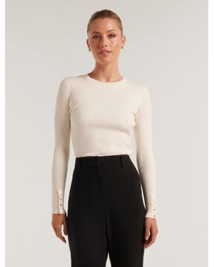 Forever New Sienna Layering Rib Knit Top - White