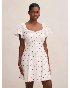 Forever New Riley Petite Ruffle Neck Mini Dress - Natural