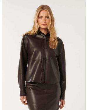Forever New Margot Vegan Leather Shacket - Black