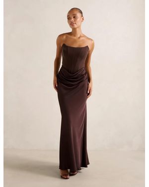 Forever New Isra Drape Strapless Maxi Dress - Natural