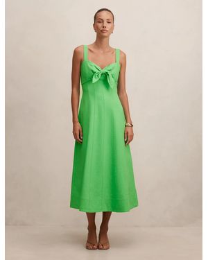 Forever New Kara Tie Front Linen Midi Dress - Green