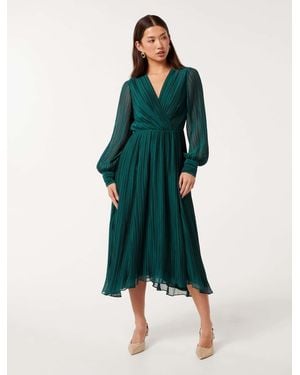 Forever New Genevieve Textured Midi Dress - Green