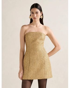Forever New Charlie Tweed Strapless Mini Dress - Natural