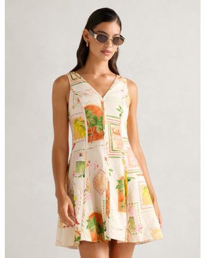 Forever New Fran Fit & Flare Linen Mini Dress - Multicolour