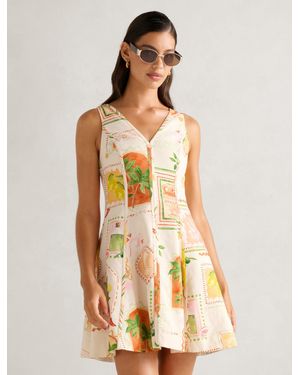 Forever New Fran Fit & Flare Linen Mini Dress - Multicolour